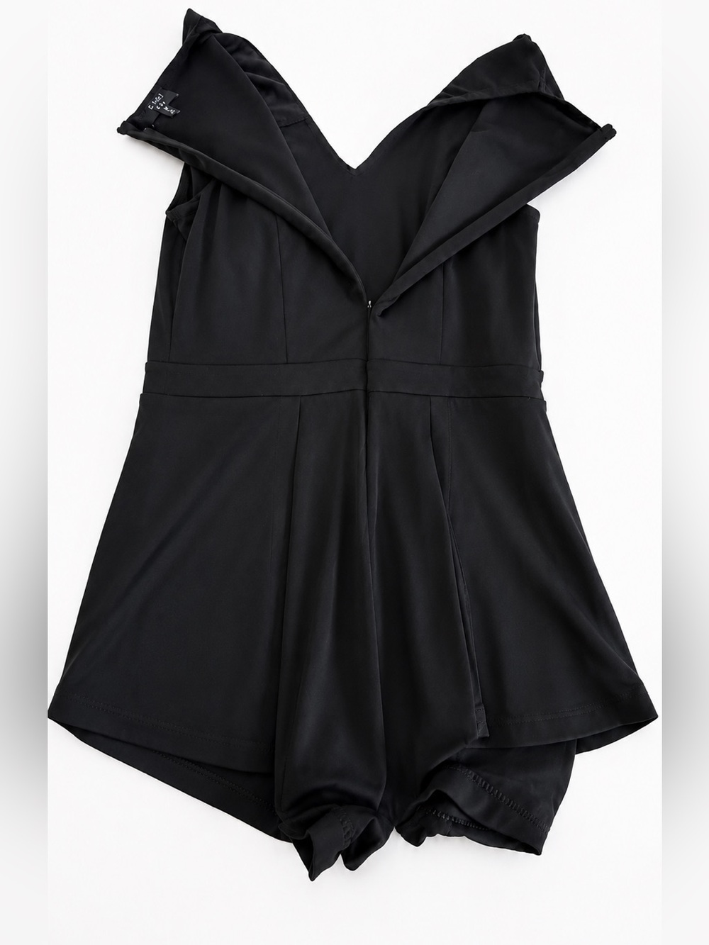 Kaari Blue Black Peplum Romper Sleeveless V-Neck Size Medium - Picture 10 of 11